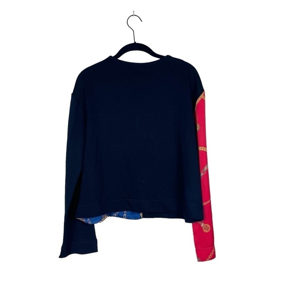 Zara Womens Black Red Colorblock Contrasting Chain Print Terry Pullover Size S - Picture 3 of 7